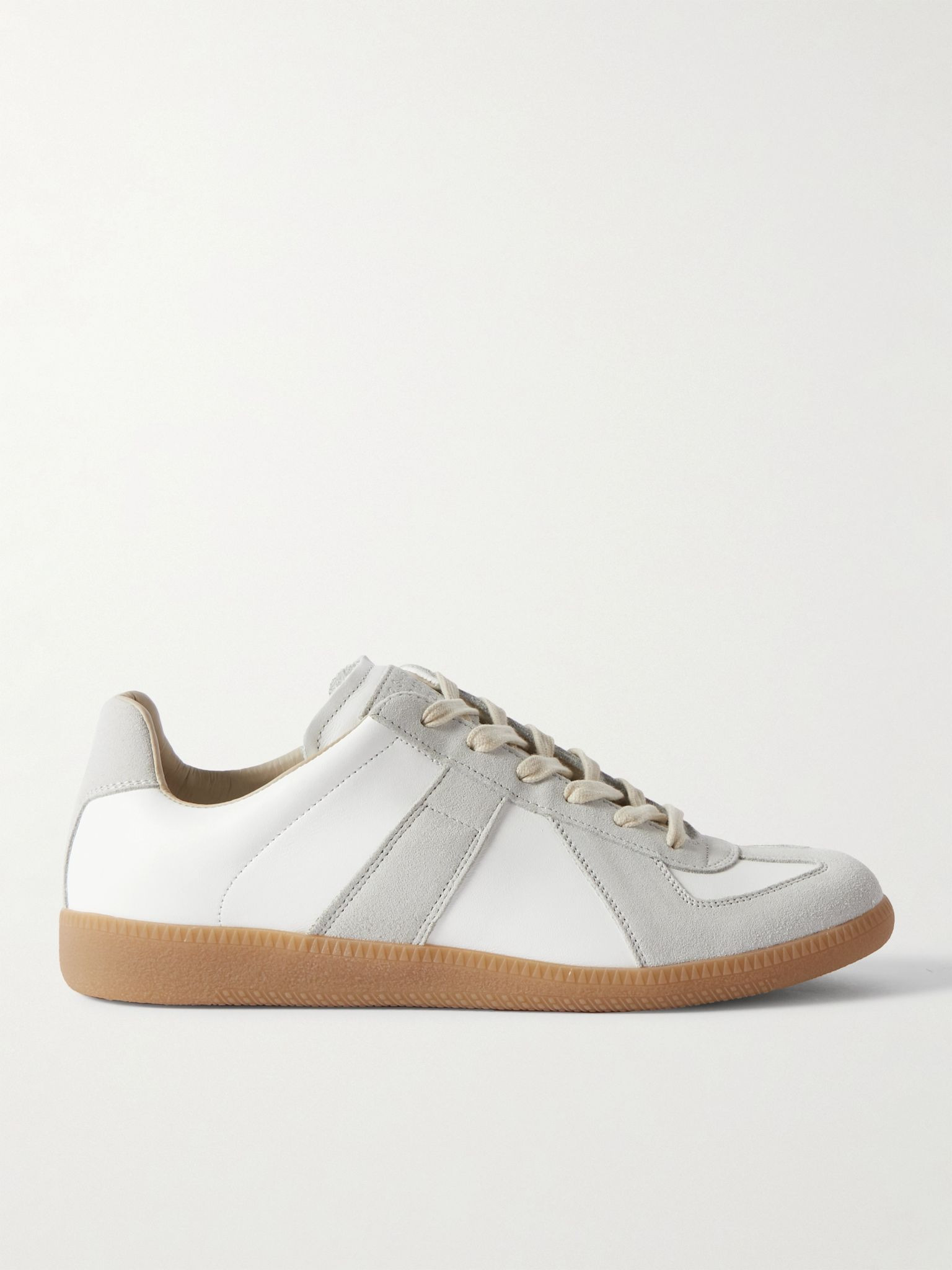Replica Leather and Suede Sneakers White - 1