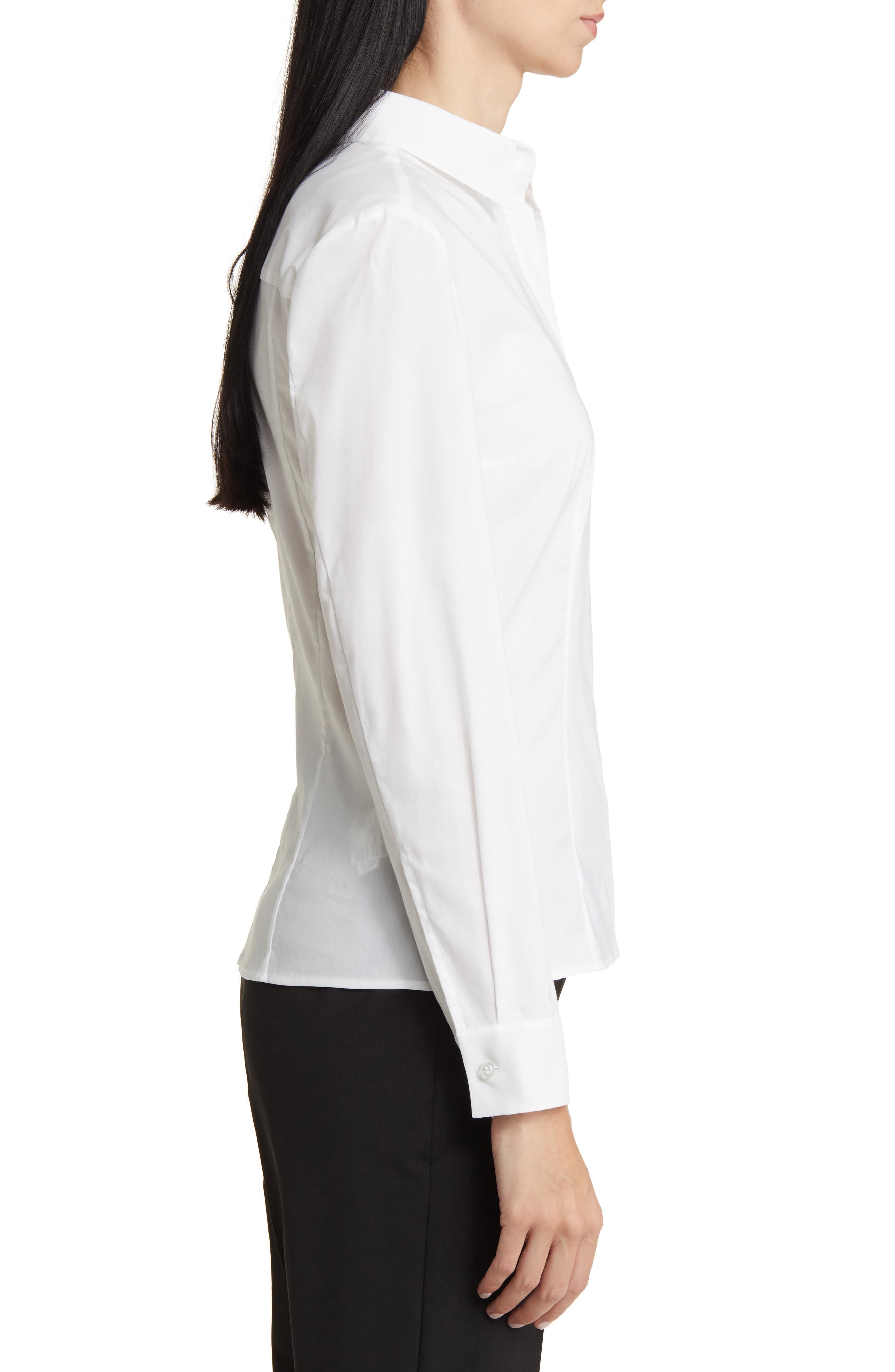 BOSS Bashinah Cotton Blend Blouse in Bright White at Nordstrom - 3
