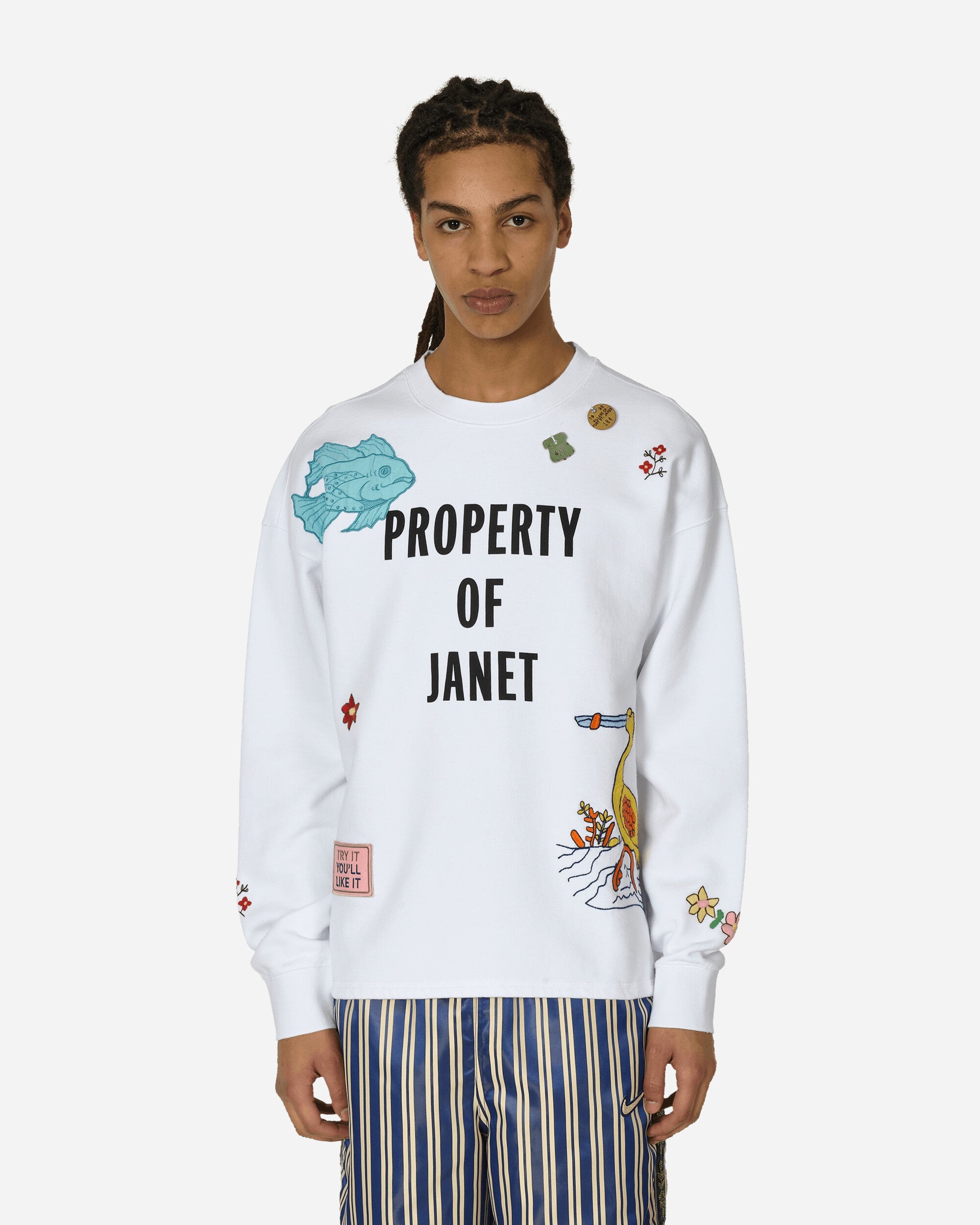 Property of Janet Crewneck Sweatshirt White - 1