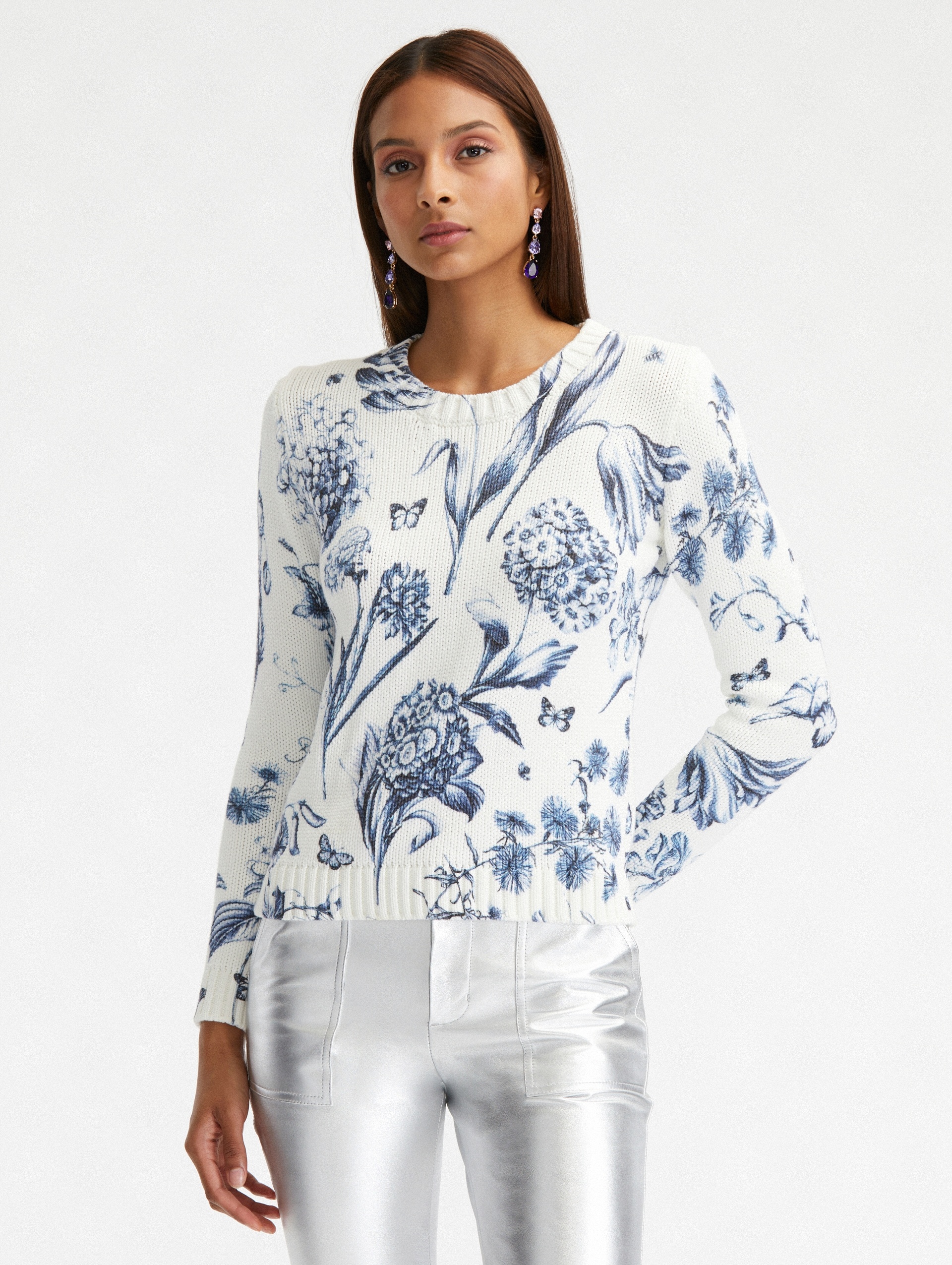 FLORAL TOILE PRINTED COTTON PULLOVER - 2