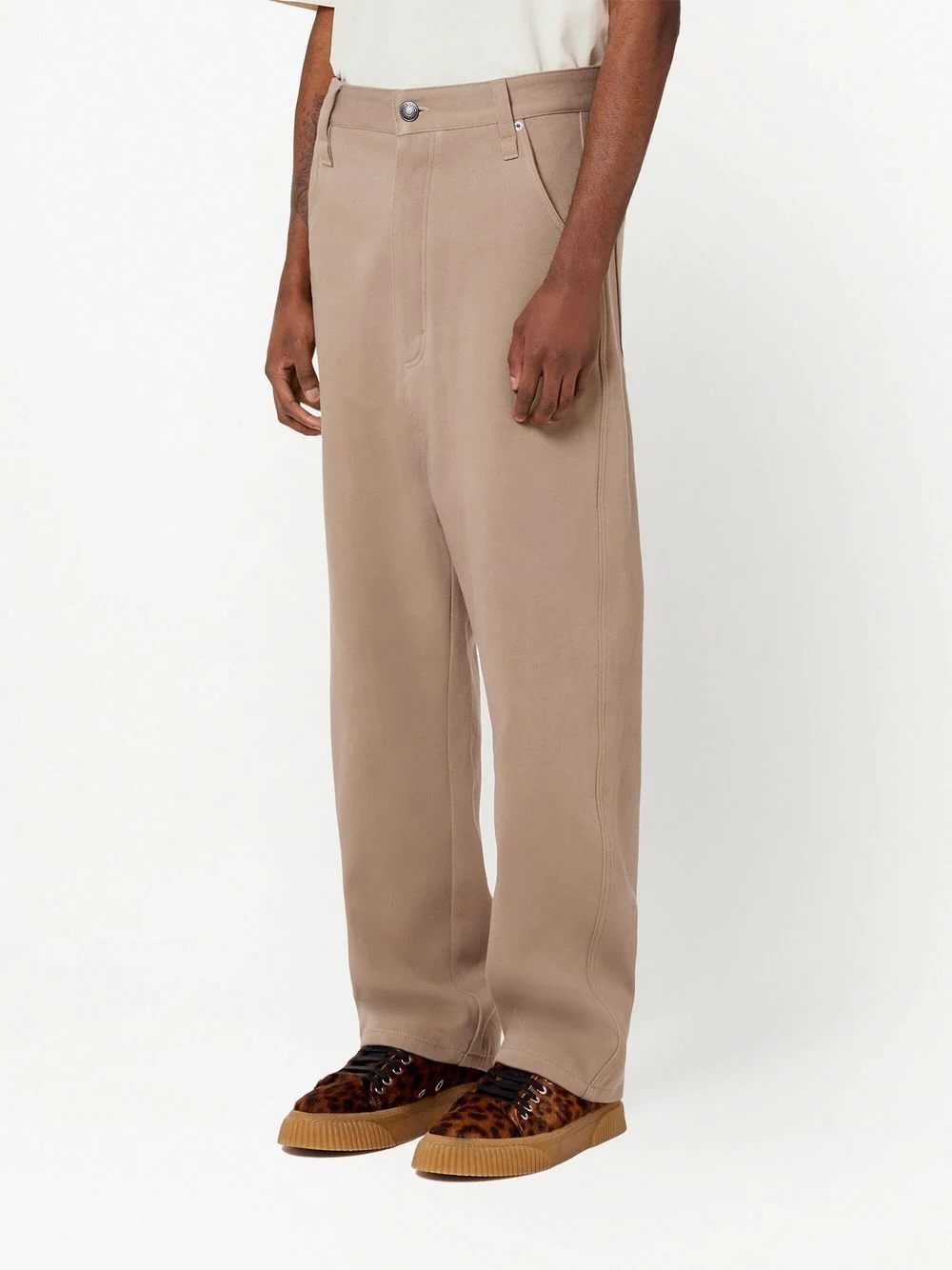 straight-leg cotton trousers - 3