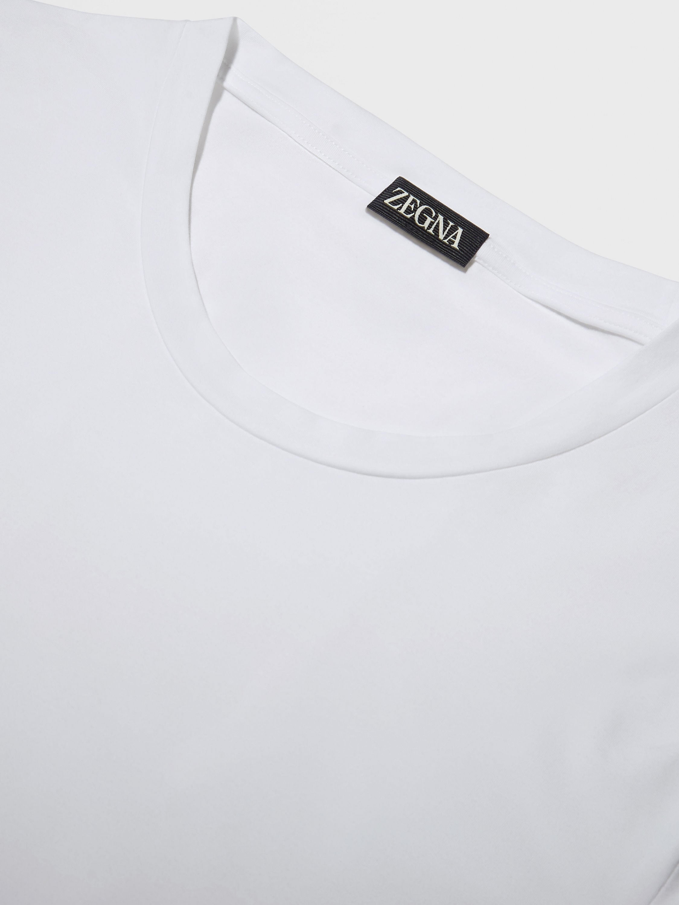 WHITE STRETCH COTTON T-SHIRT - 2