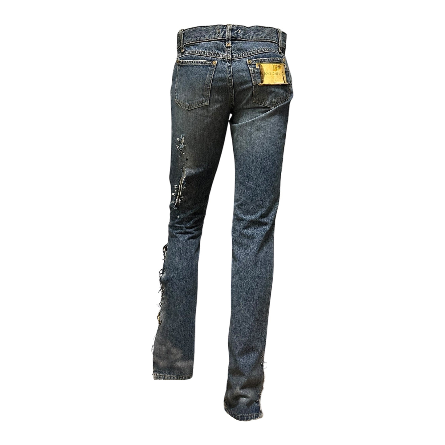 DOLCE&GABBANA Spring Summer 2001 Safety Pin Denim Pants - 2