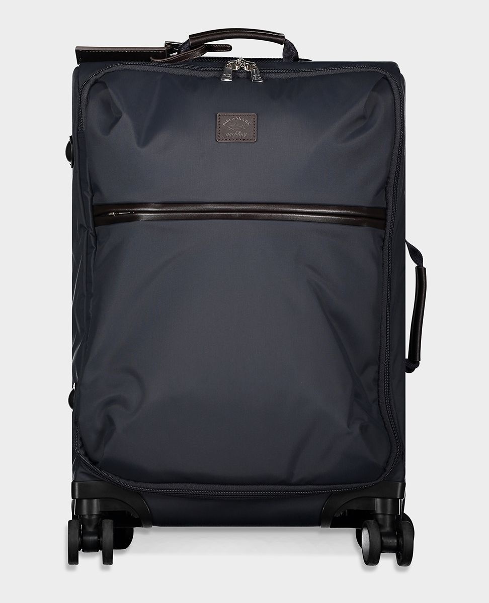 Recycled fabric Luggage Suitcase with leather details - 1