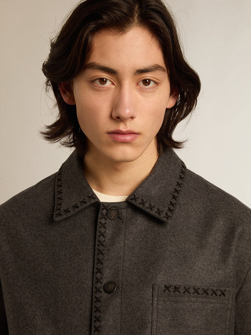 Golden Goose Gray melange woolen jacket with button fastening outlook