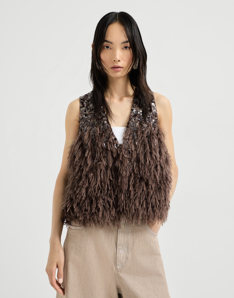 Dazzling dégradé vest in cotton and silk fil coupé 2