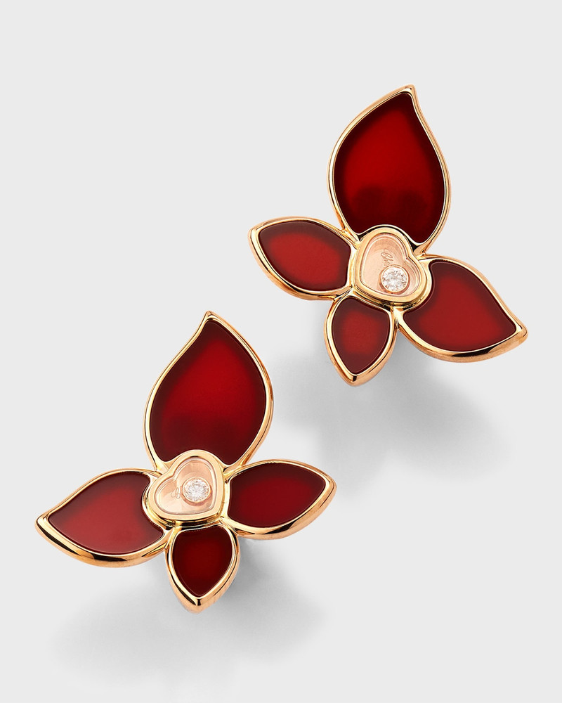 Happy Butterfly 18k Rose Gold Carnelian Earrings 1