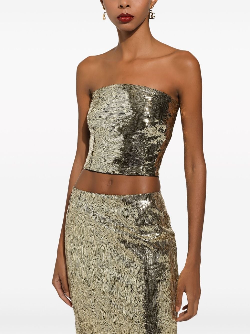 sequin-embellished strapless top - 5