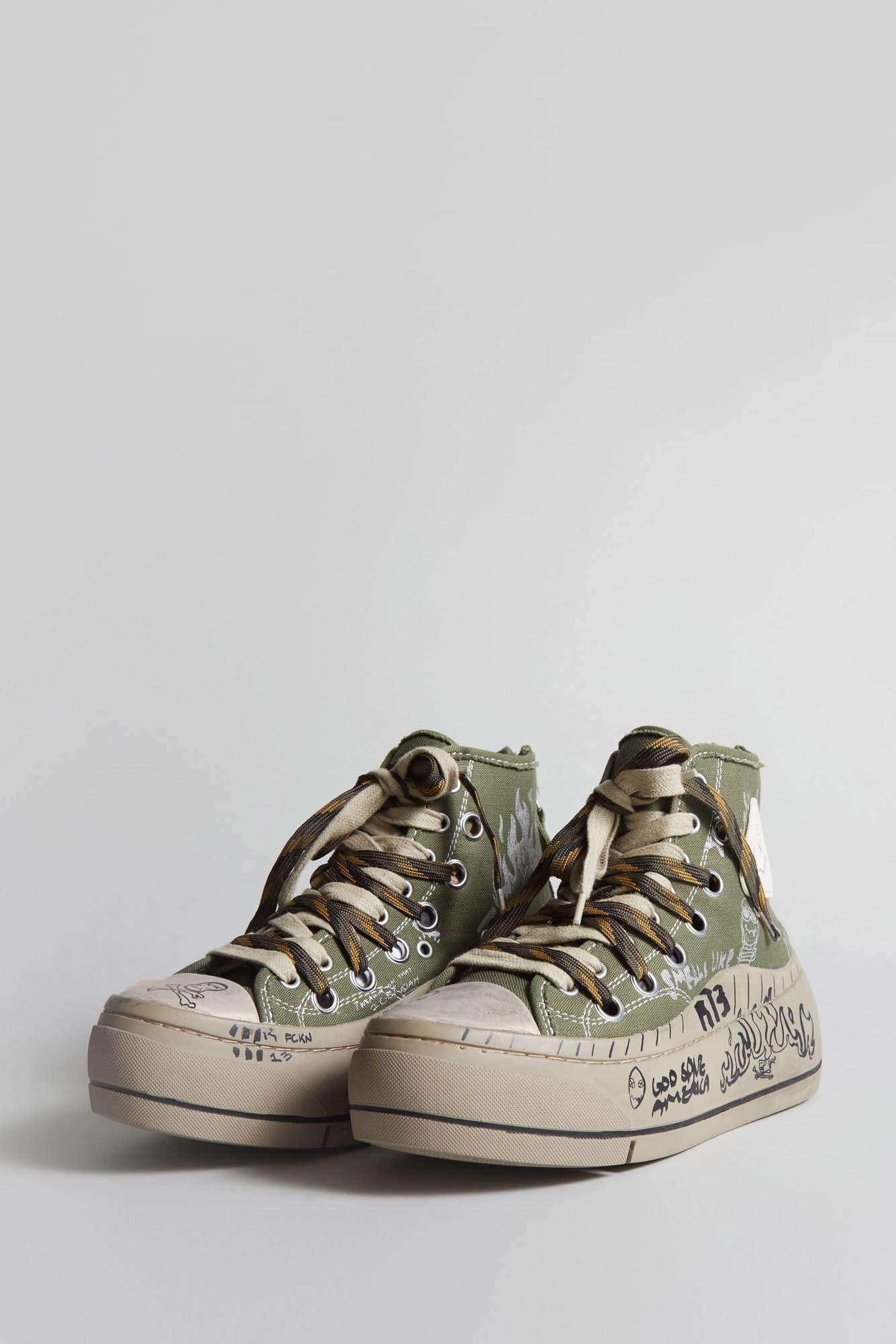 DOUBLE GROMMET KURT HIGH TOP SNEAKER - GRAFFITI OLIVE - 1