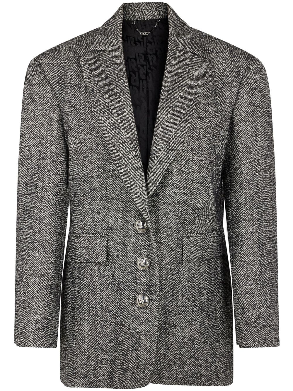 herringbone-pattern wool blazer - 1