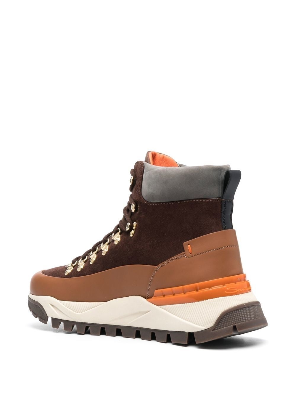 contrast-panel lace-up hiking boots - 3