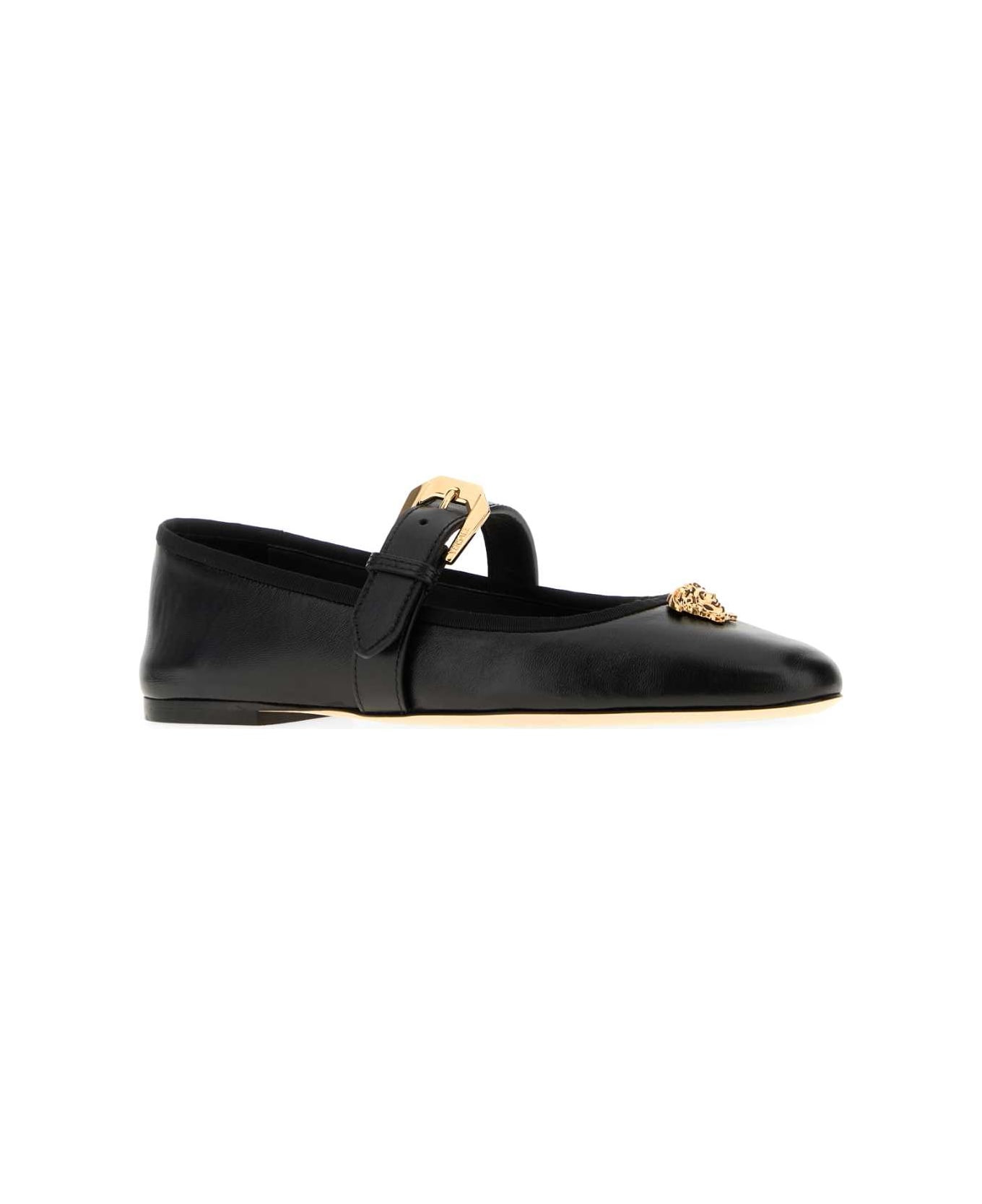 Black Nappa Leather Ballerinas - 2