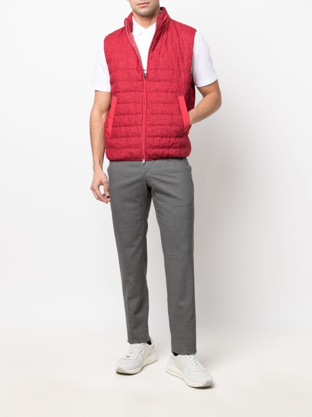 zip-front sleeveless padded gilet - 2