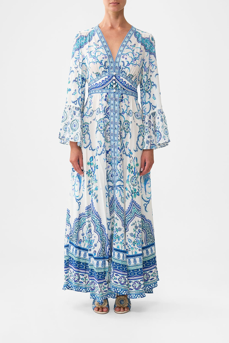 CAMILLA SHAPED WAISTBAND DRESS WITH RUFFLE SLEEVE outlook