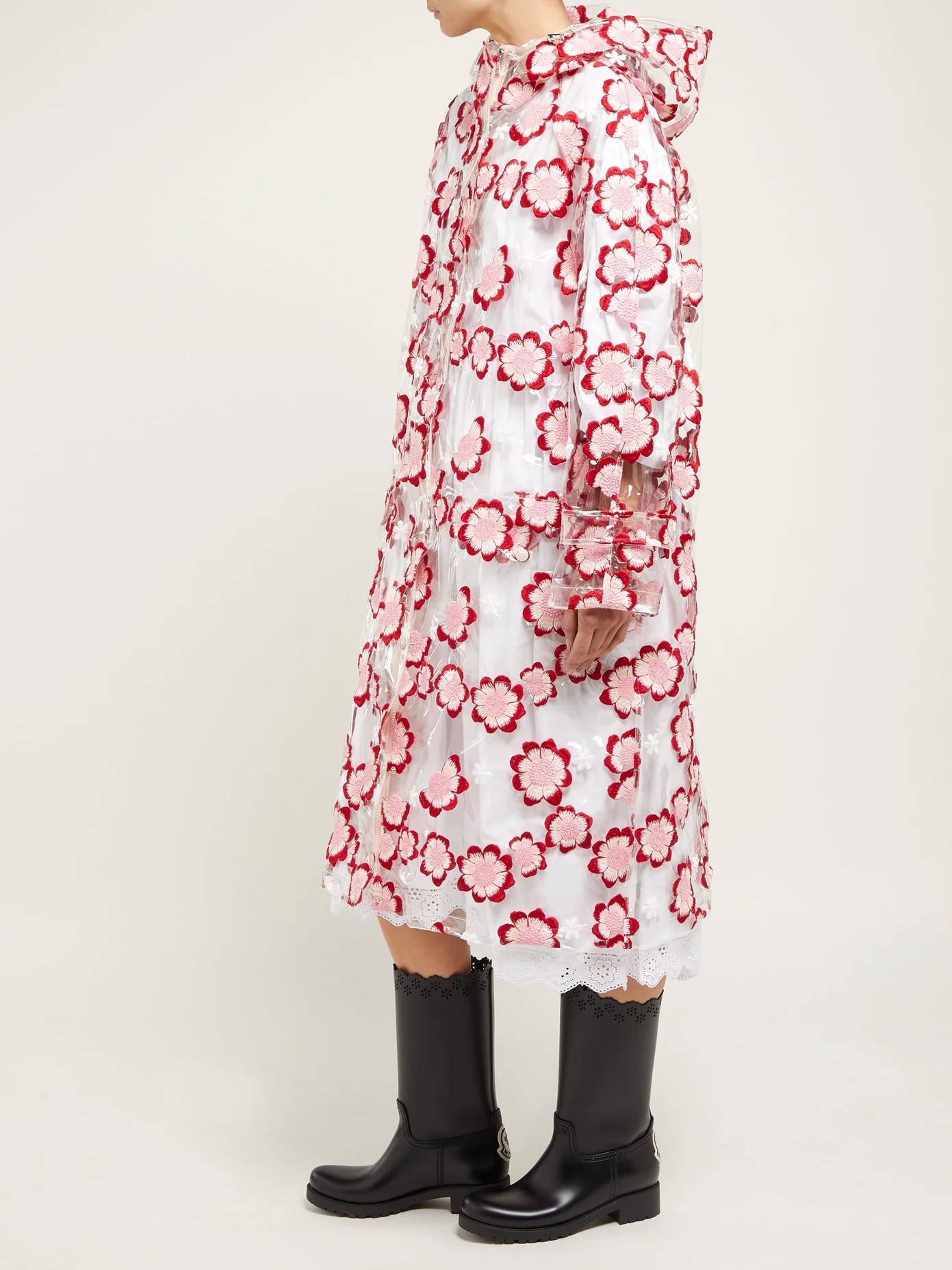 Floral-embroidered PVC raincoat - 2