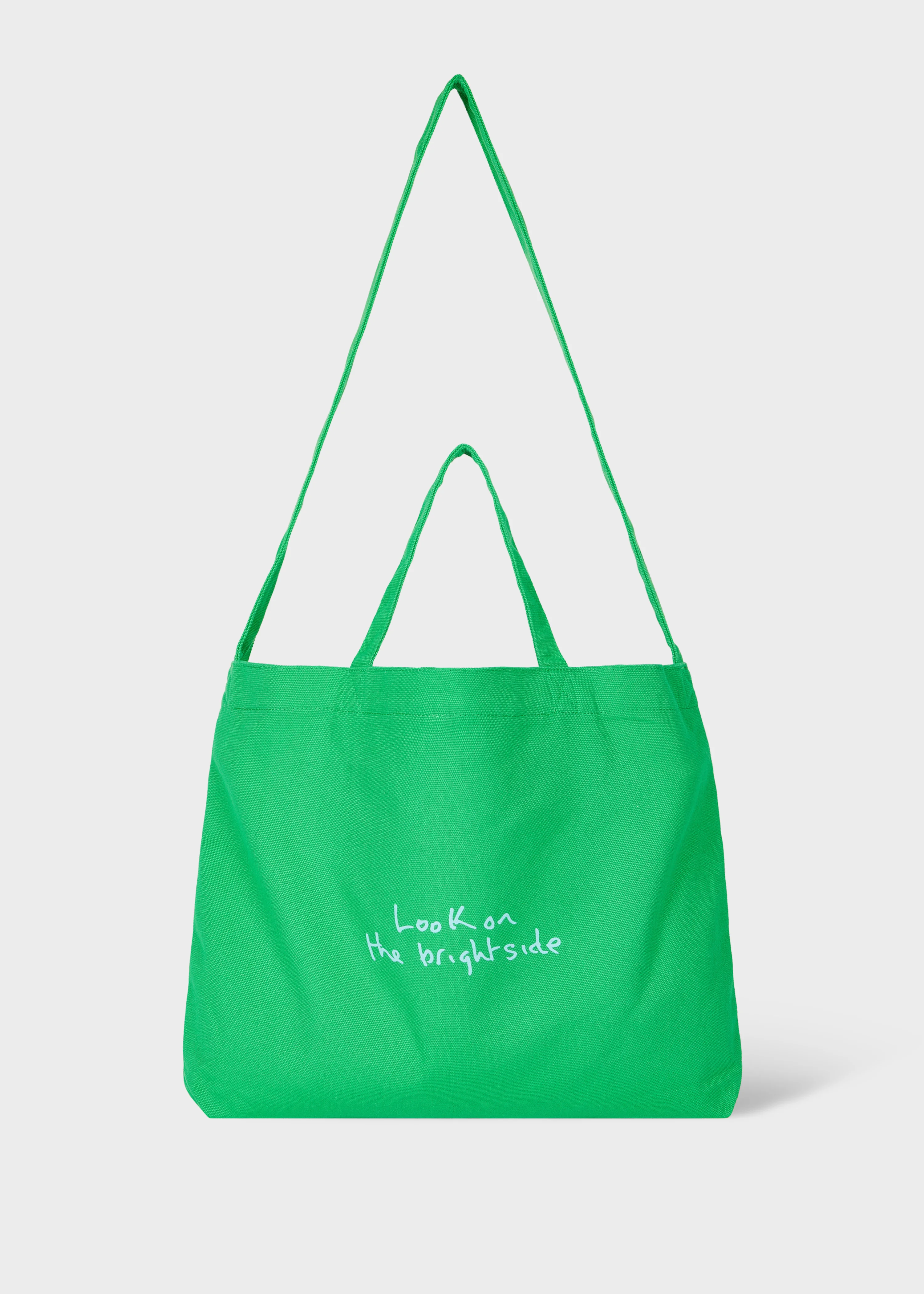 Green Cotton-Canvas Quote Tote Bag - 1