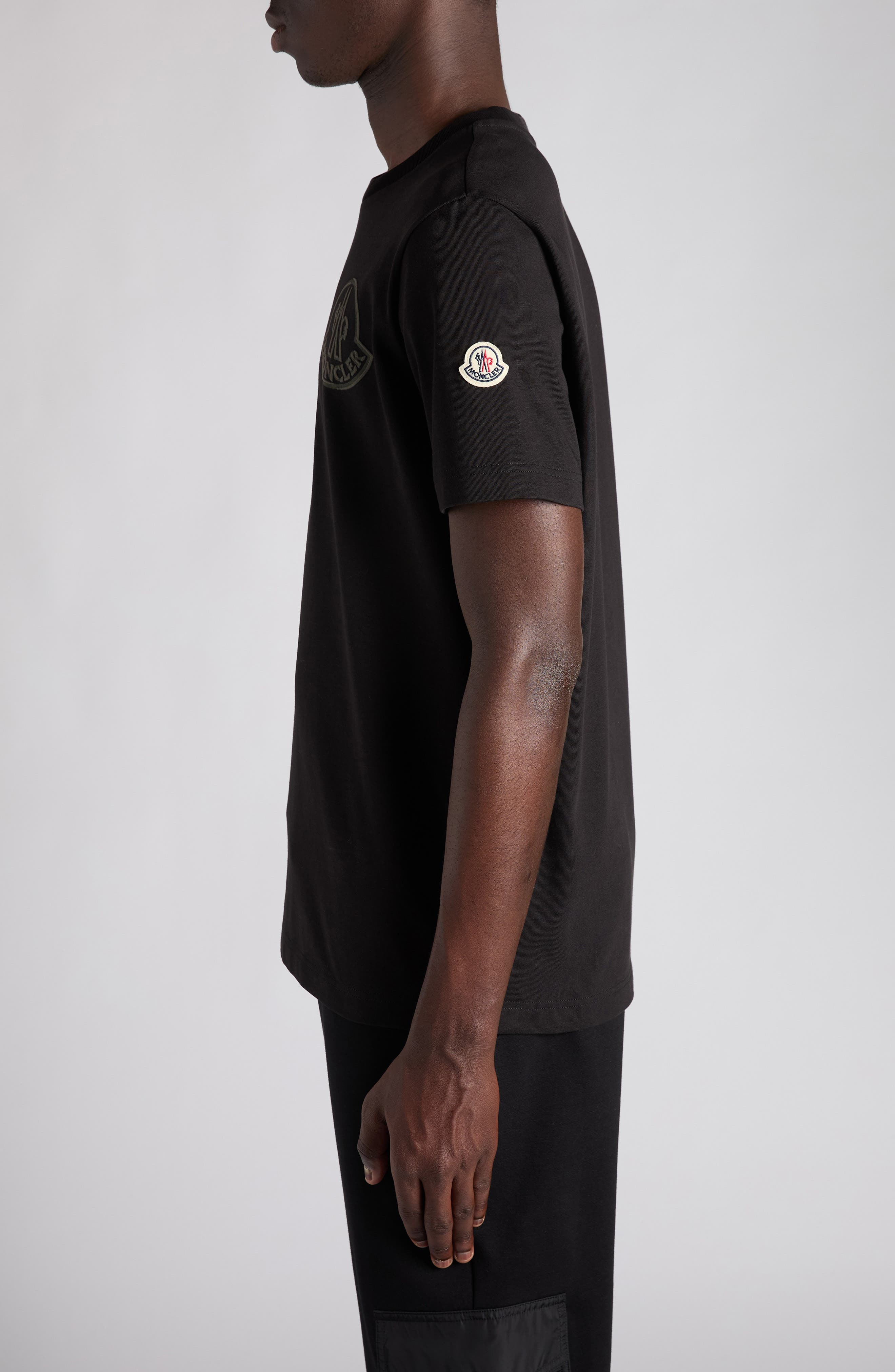 Moncler Logo Patch Cotton T-Shirt in Black at Nordstrom - 3