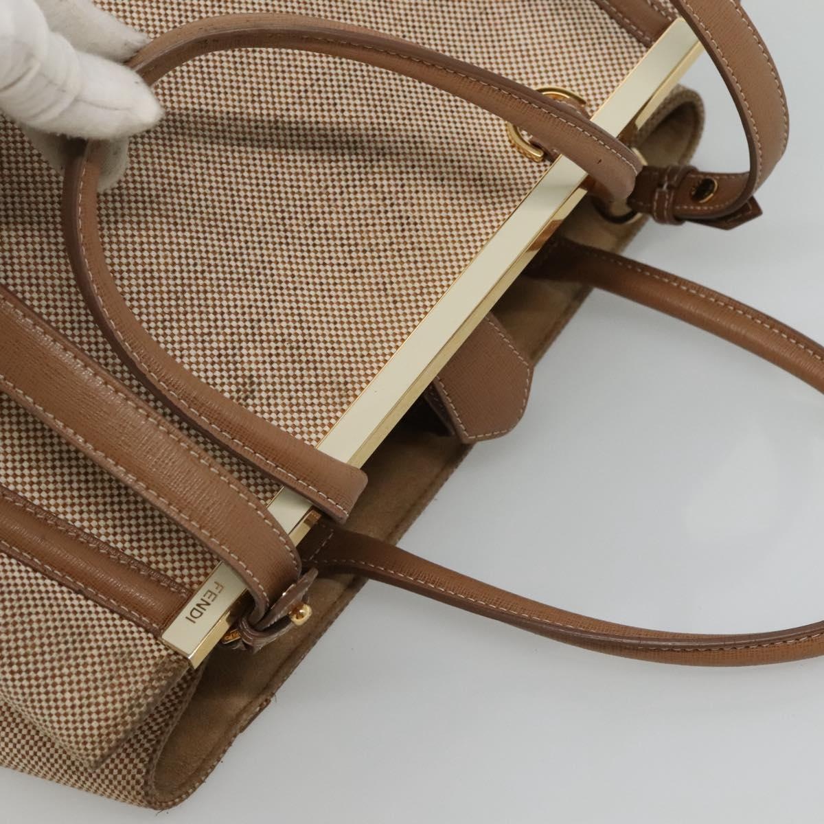FENDI To Joule Hand Bag Canvas Gold Beige - 6