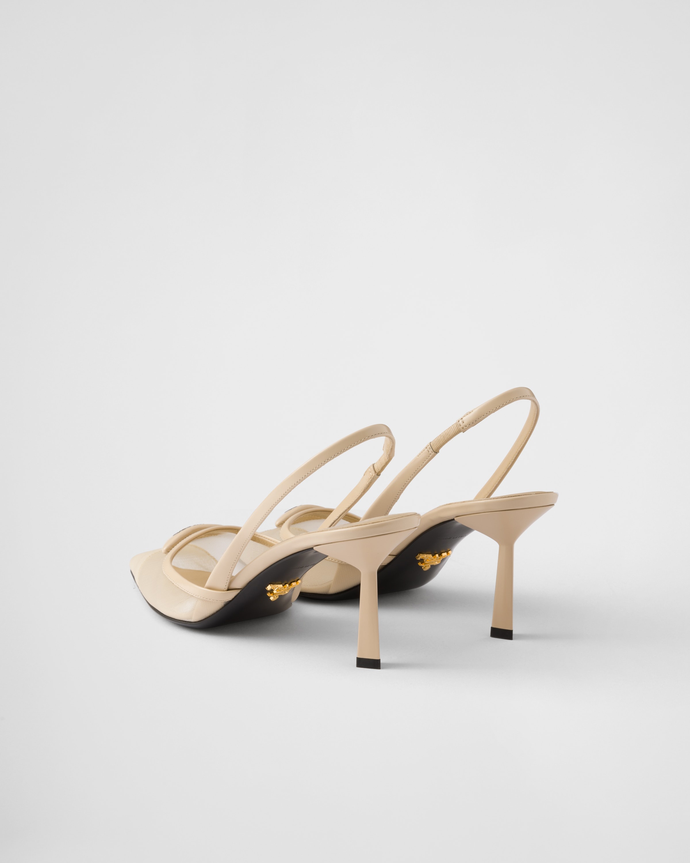 Mesh fabric slingback pumps - 4