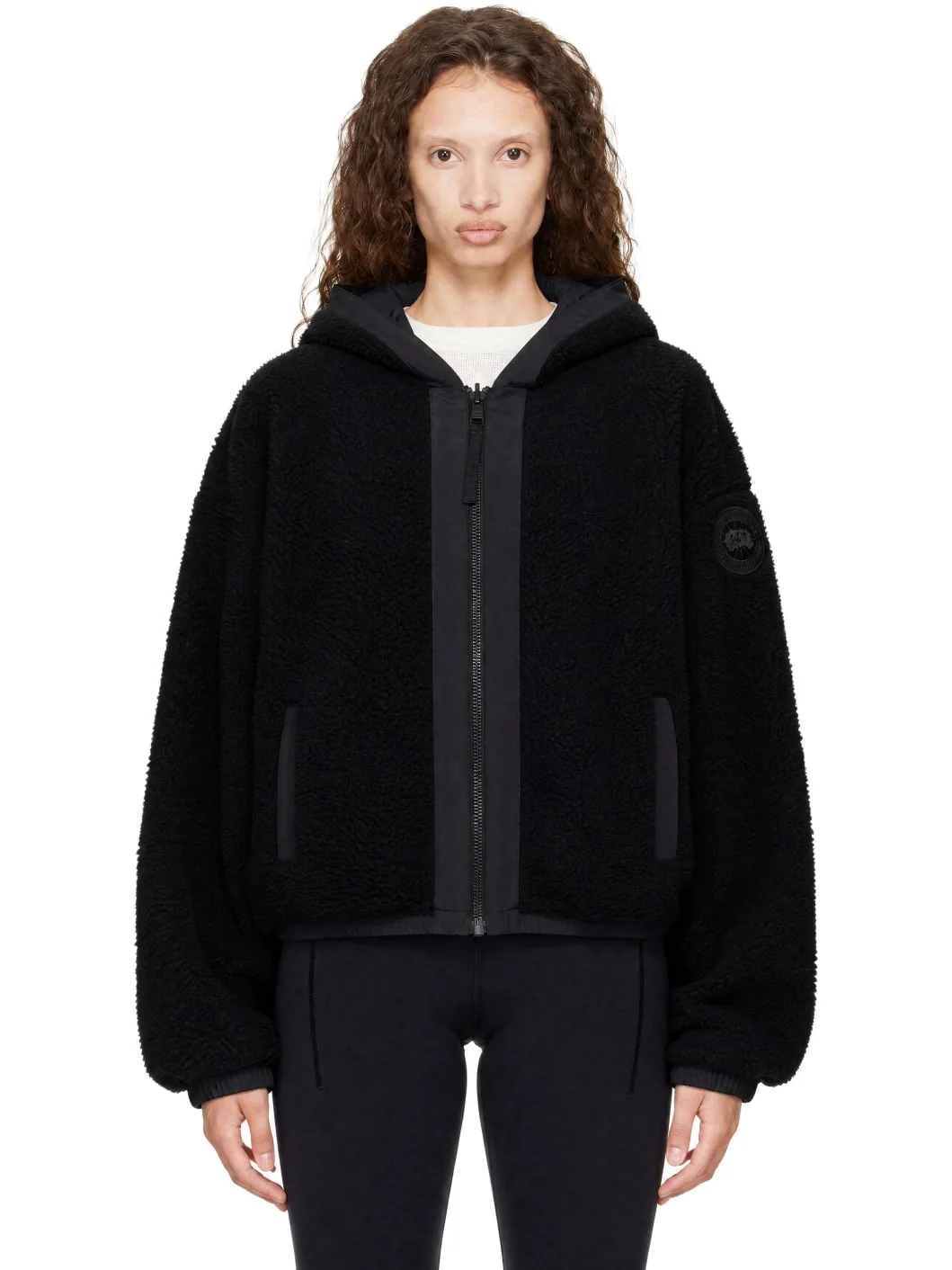 Black Alberni Fleece Reversible Bomber Jacket - 1