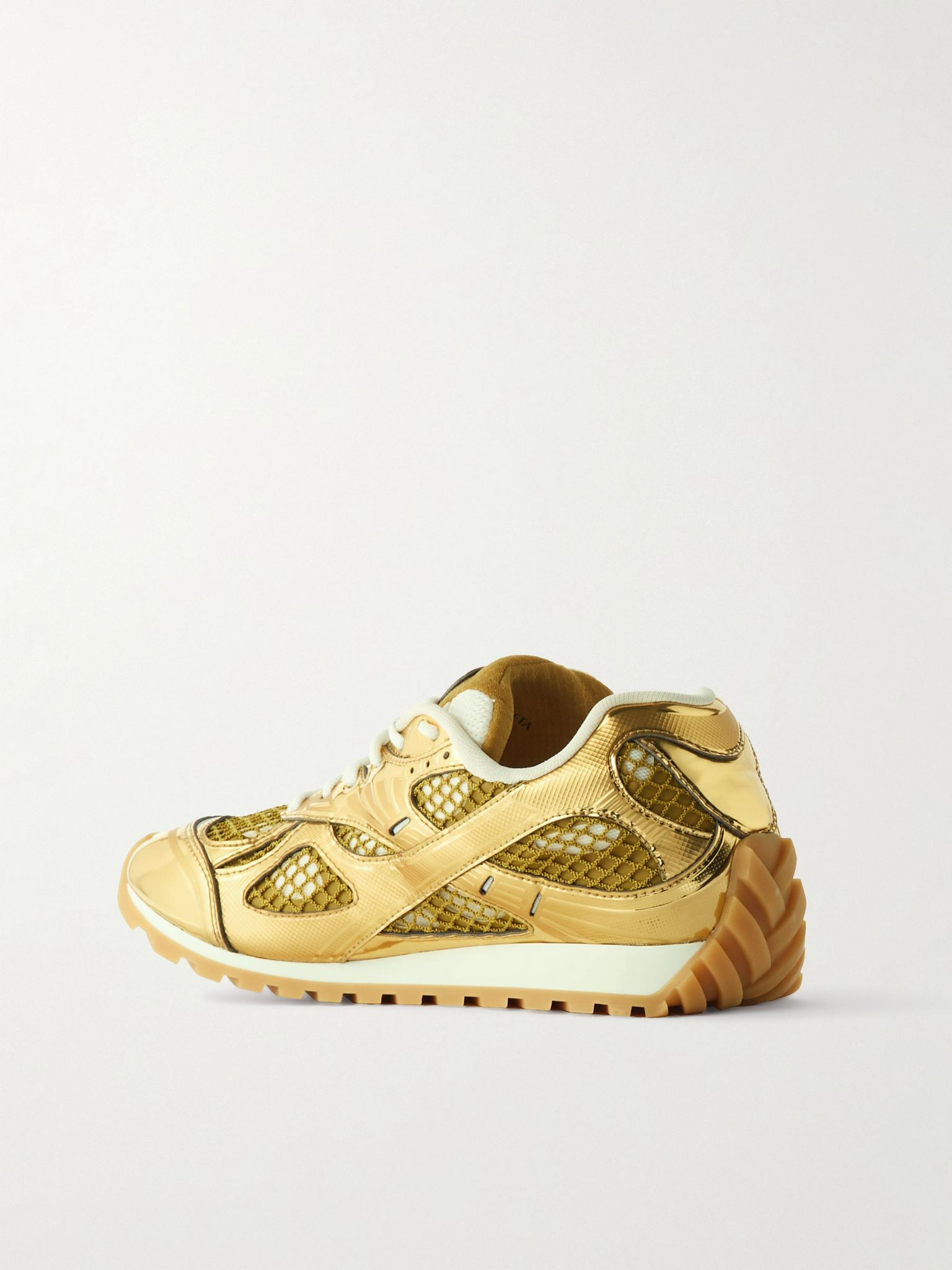 Orbit metallic rubber, mesh and fishnet sneakers Gold - 3