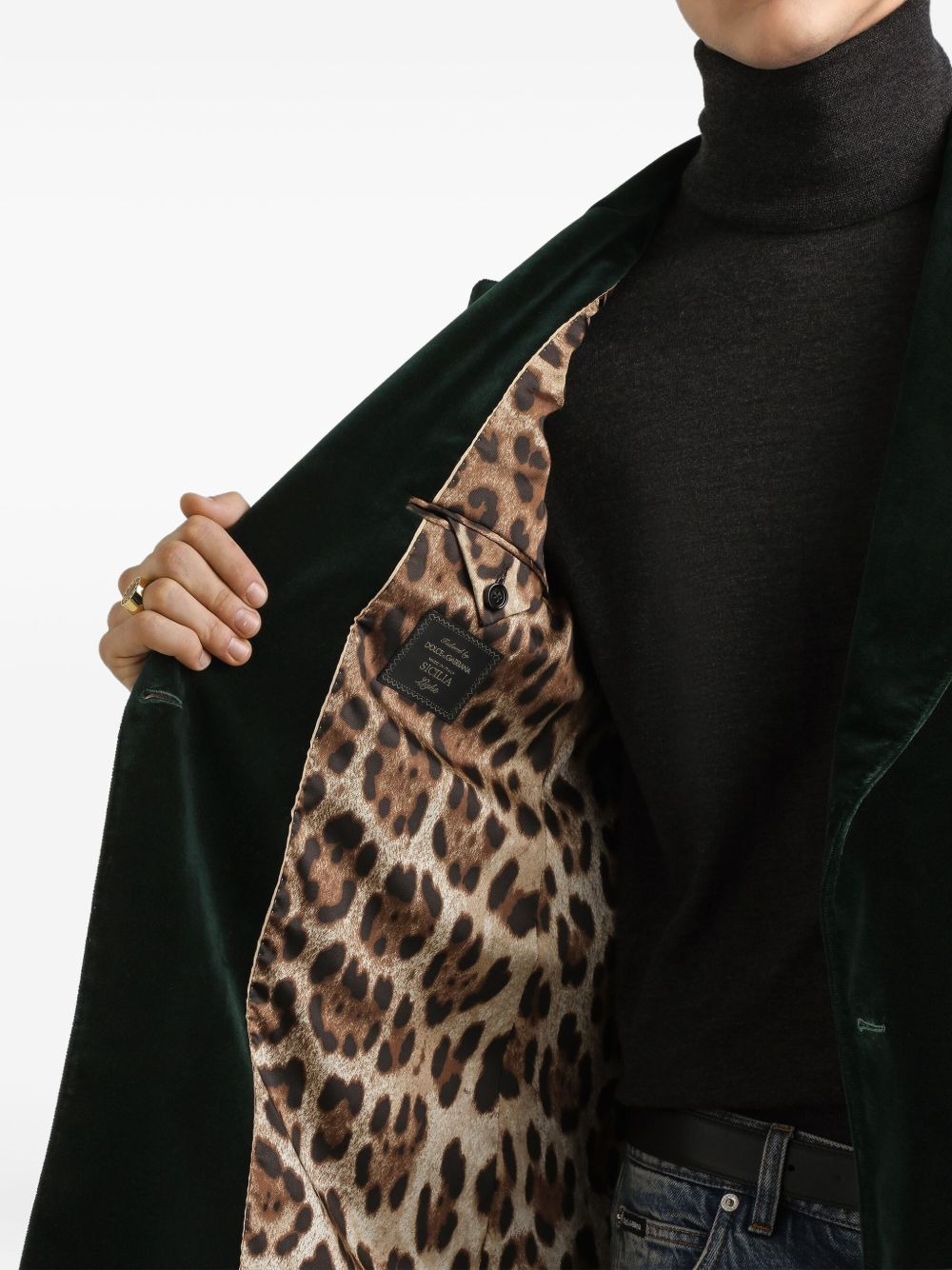 velvet double-breasted blazer - 5