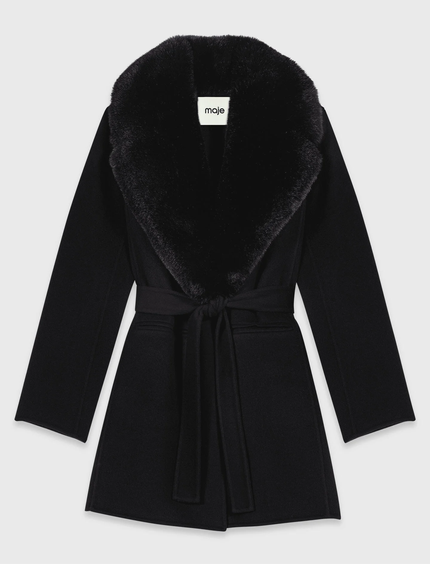 Long coat with faux fur collar - 1