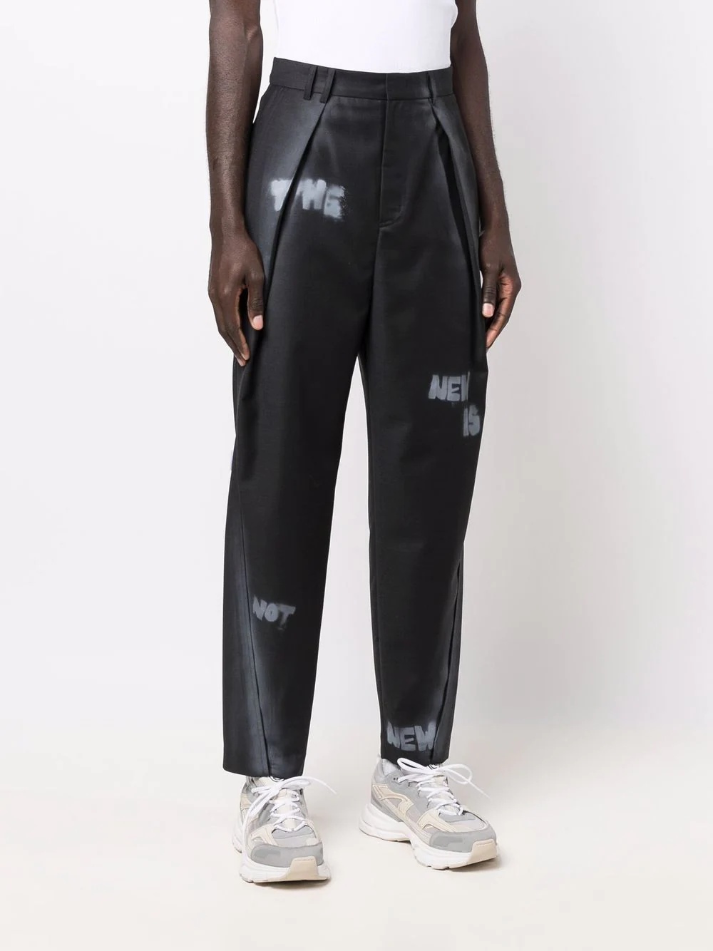 slogan print straight-leg trousers - 4