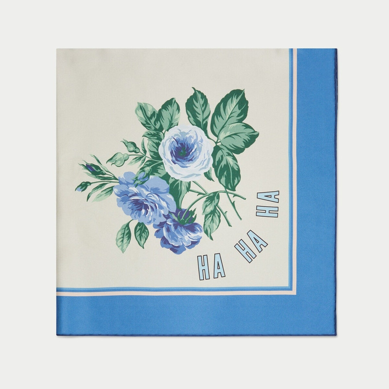 GUCCI Gucci HA HA HA flower print silk scarf outlook