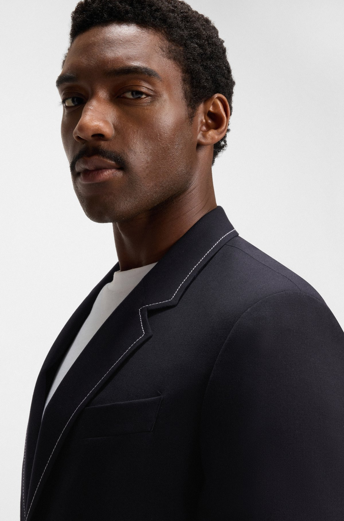 RELAXED-FIT JACKET IN WOOL WITH CONTRAST STITCHING - 5