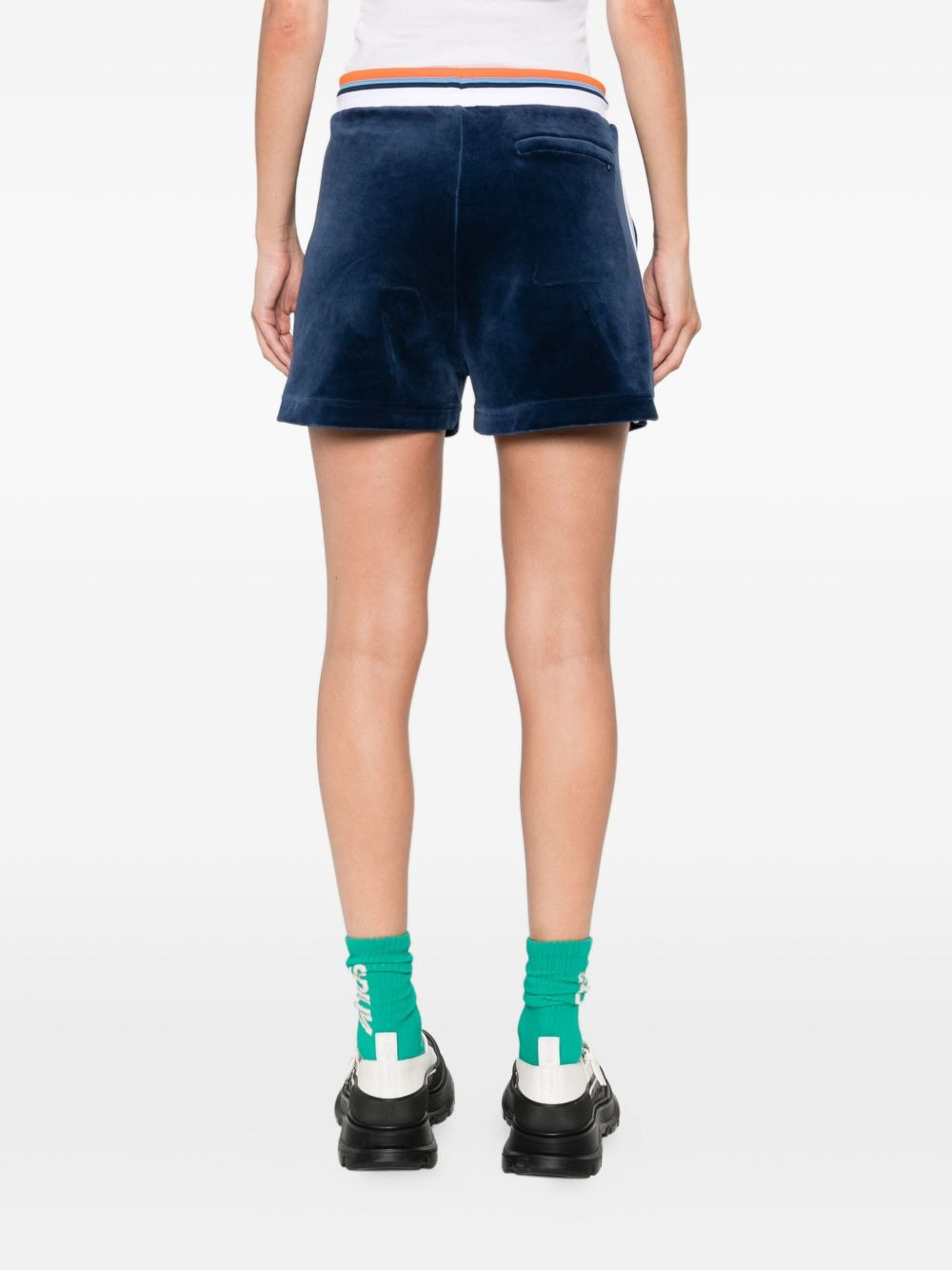 Montagne side-stripe velvet shorts - 4