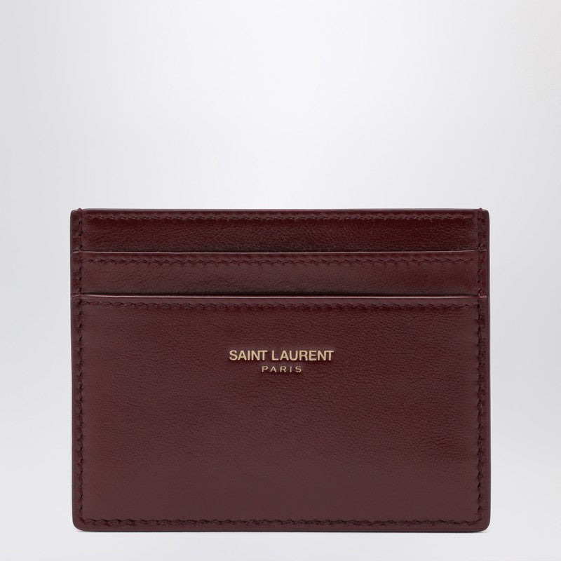 Saint Laurent Dark Ruby Leather Credit Card Holder Women - 1