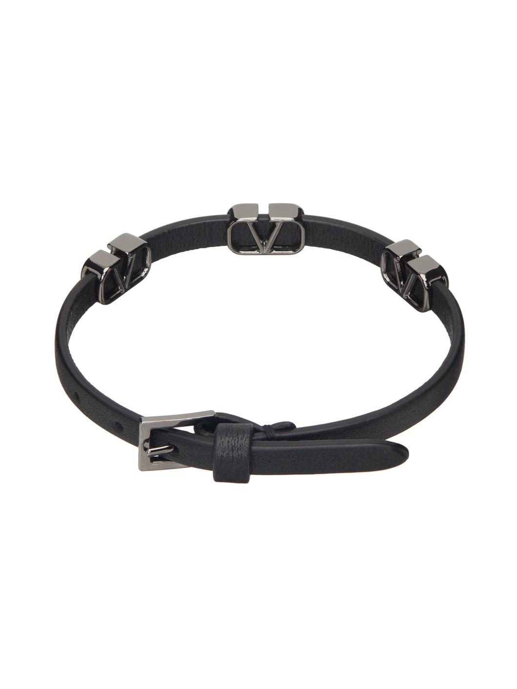 Black VLogo Signature Leather Bracelet - 2