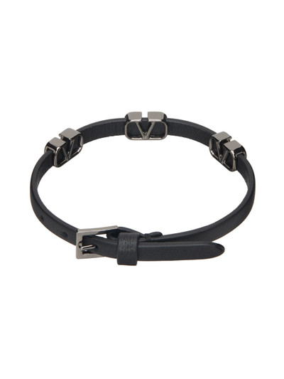 Valentino Black VLogo Signature Leather Bracelet outlook