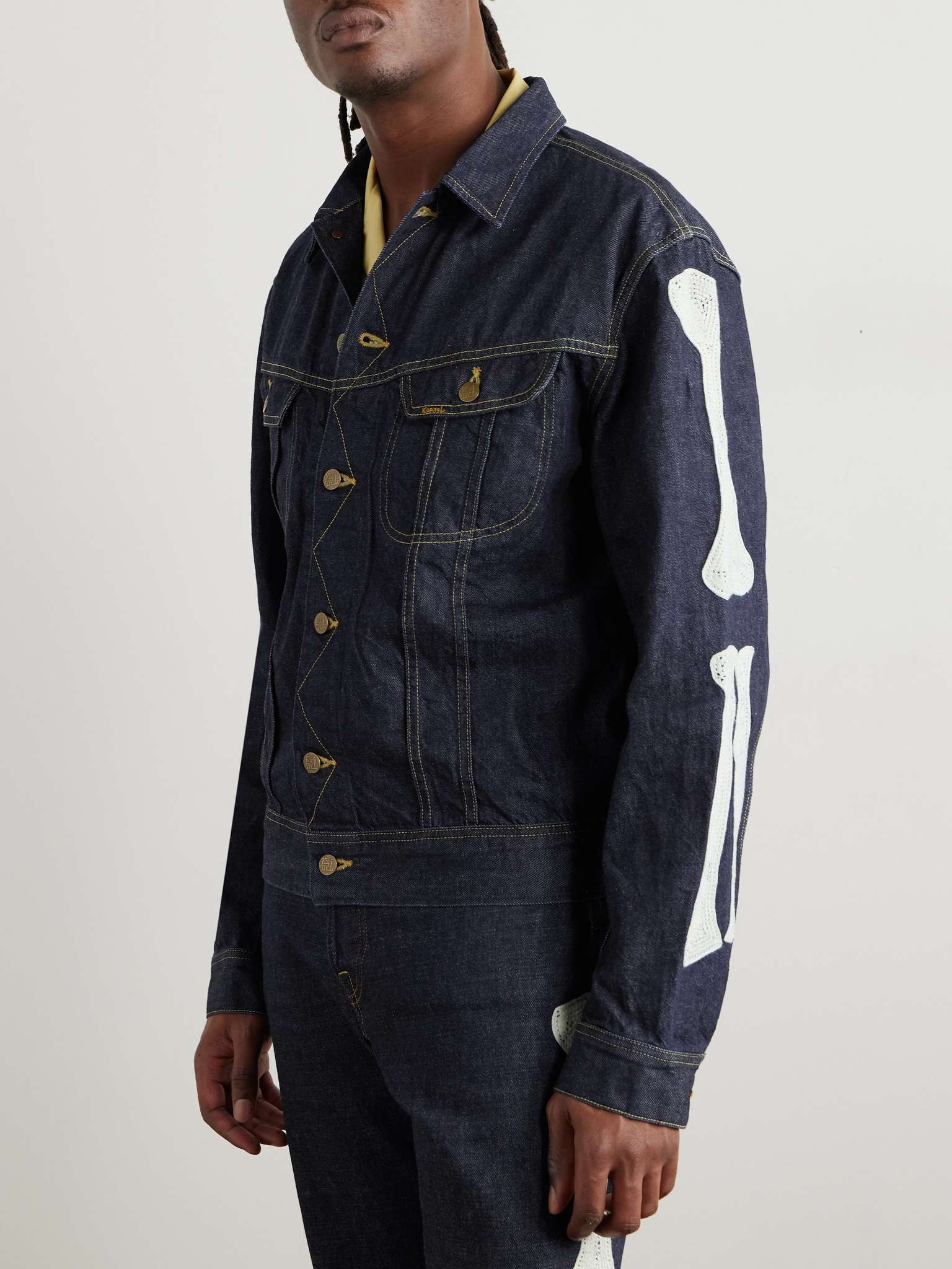 Mexican Tuxedo Crochet-Trimmed Denim Jacket - 4