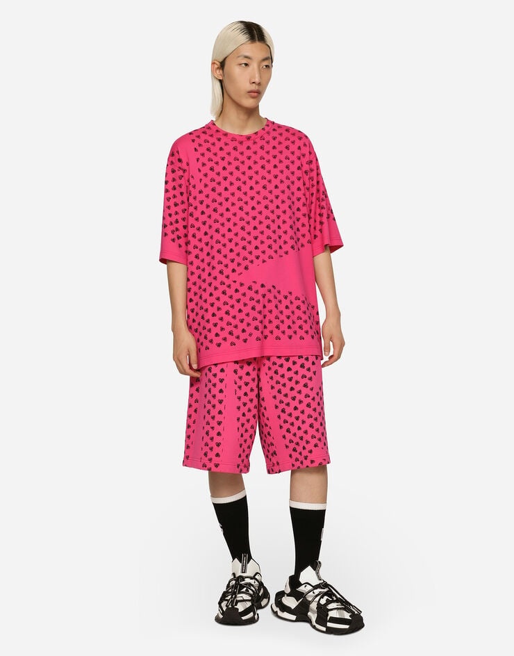 Jersey jogging shorts with DG heart print - 2