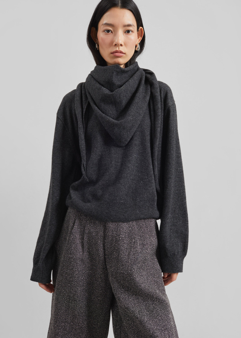Vermont Scarf Sweater - Charcoal 3
