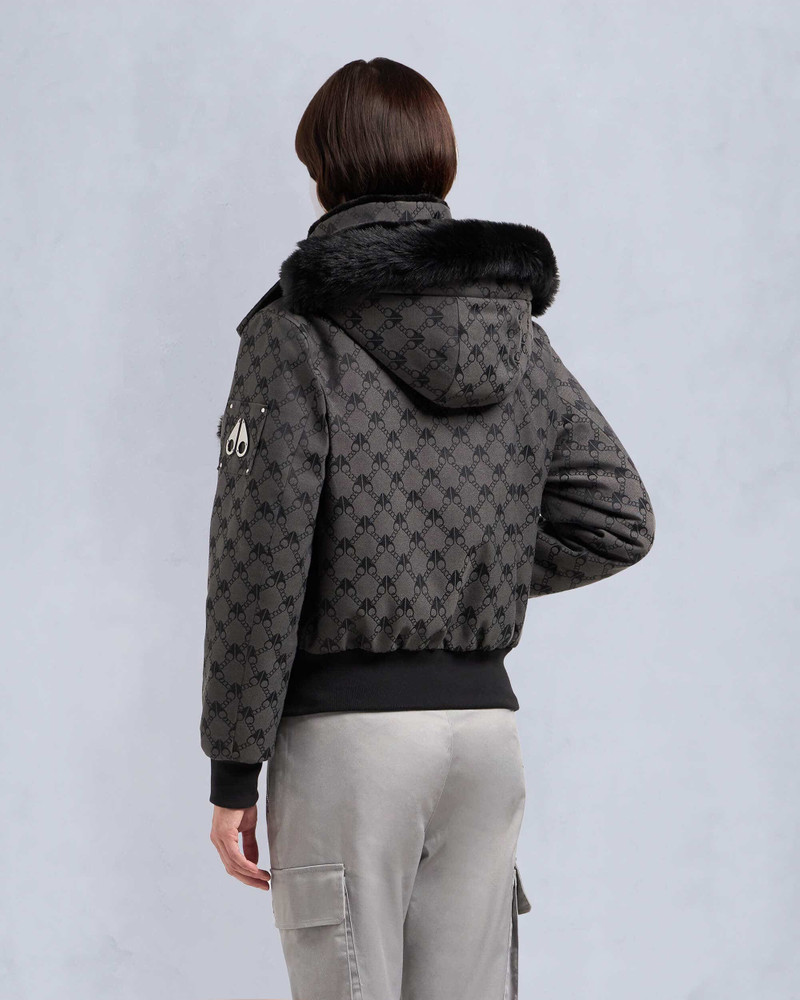 DEBBIE MONOGRAM SHEARLING BOMBER JACKET 4