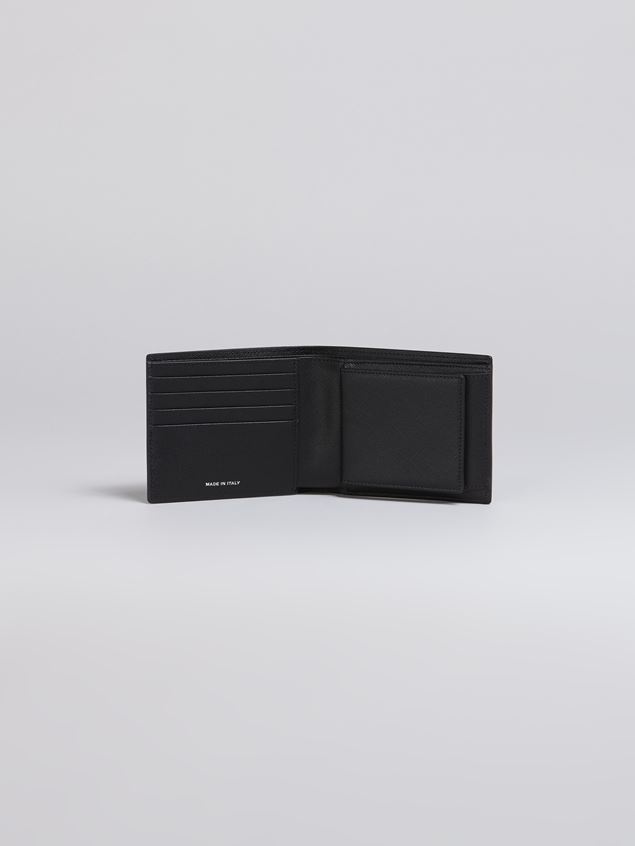 BLACK AND BLUE SAFFIANO LEATHER YEN AND USD BI-FOLD WALLET - 2