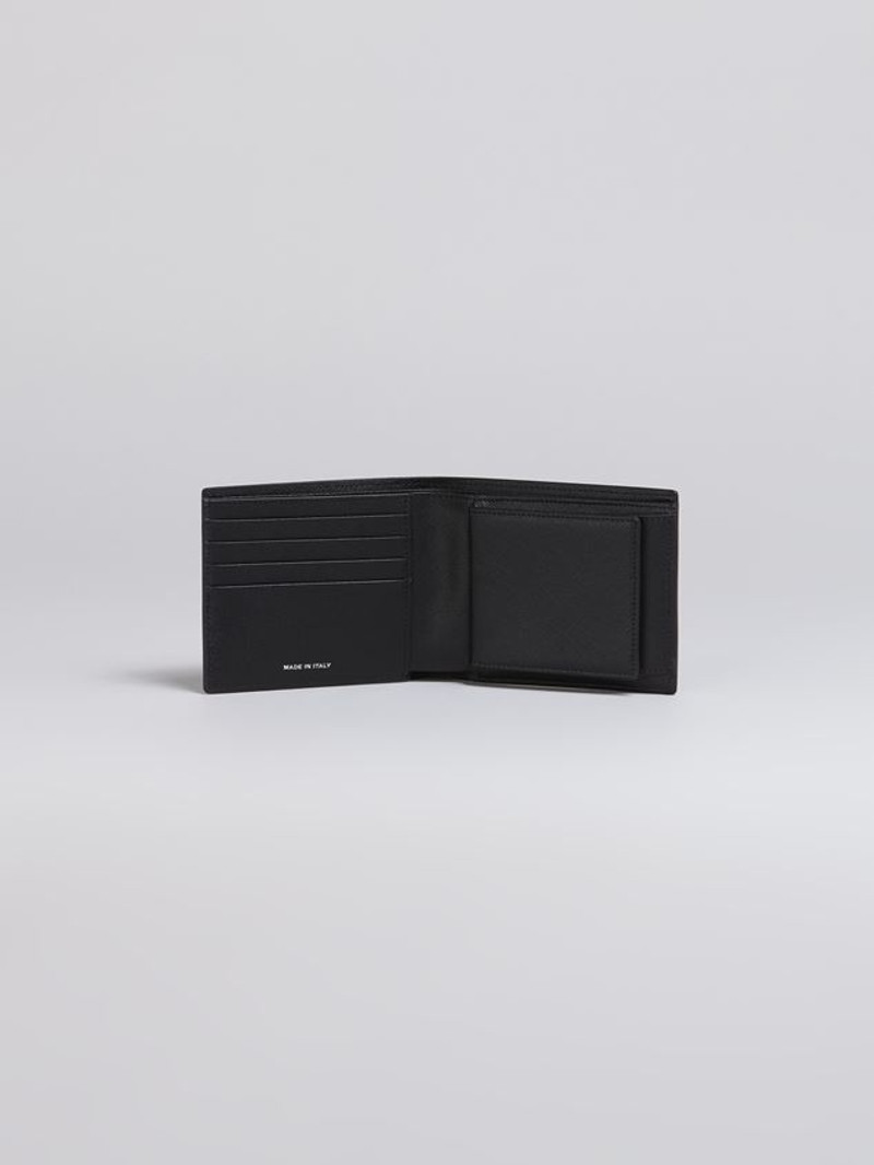 Marni BLACK AND BLUE SAFFIANO LEATHER YEN AND USD BI-FOLD WALLET outlook
