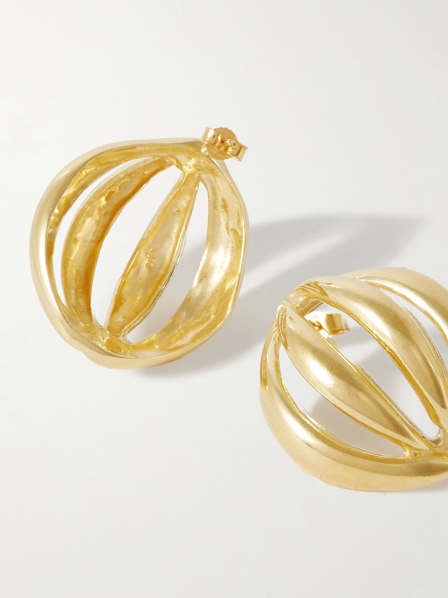 Flower Bud large gold-plated earrings Gold - 3