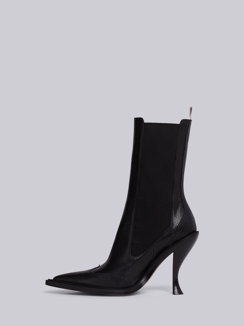 Black Pebbled Calfskin Brogue Spectator Wingtip Boot 3