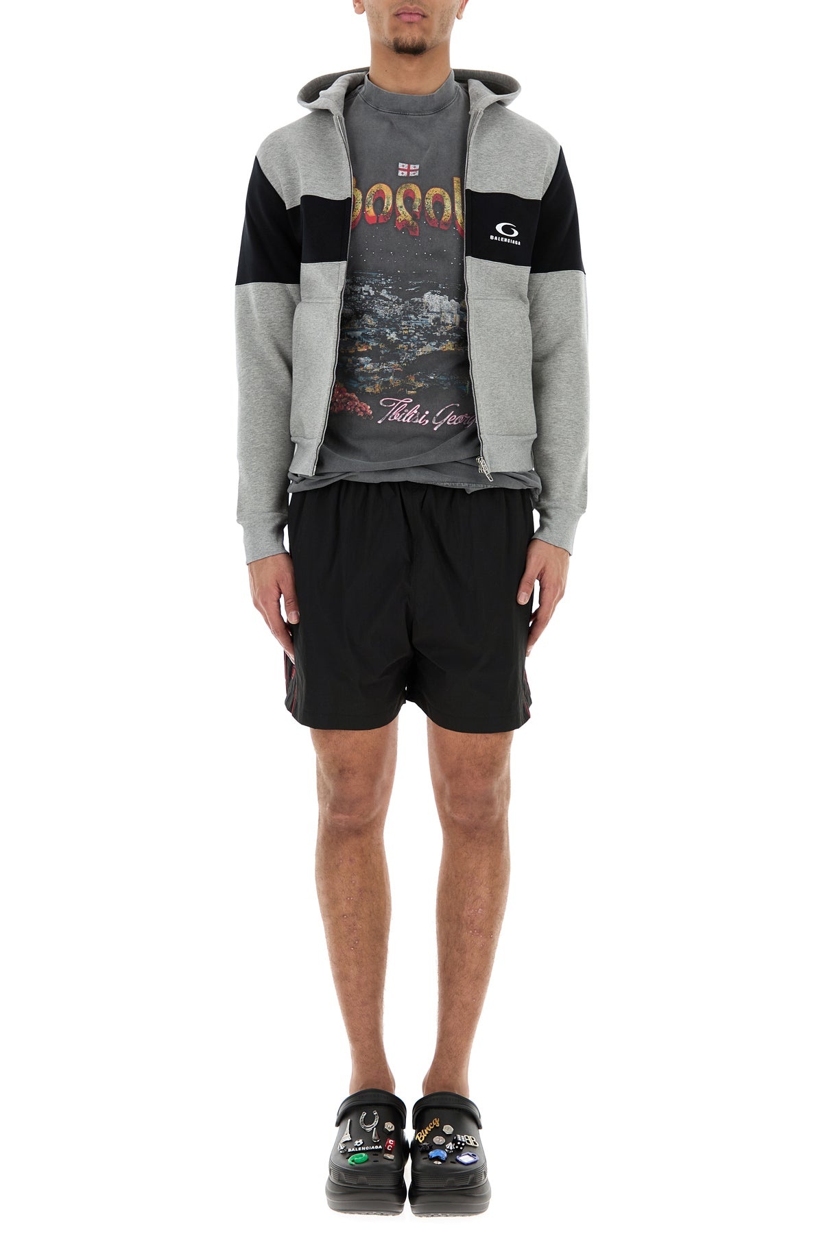 Charcoal cotton oversize Tbilisi t-shirt - 6