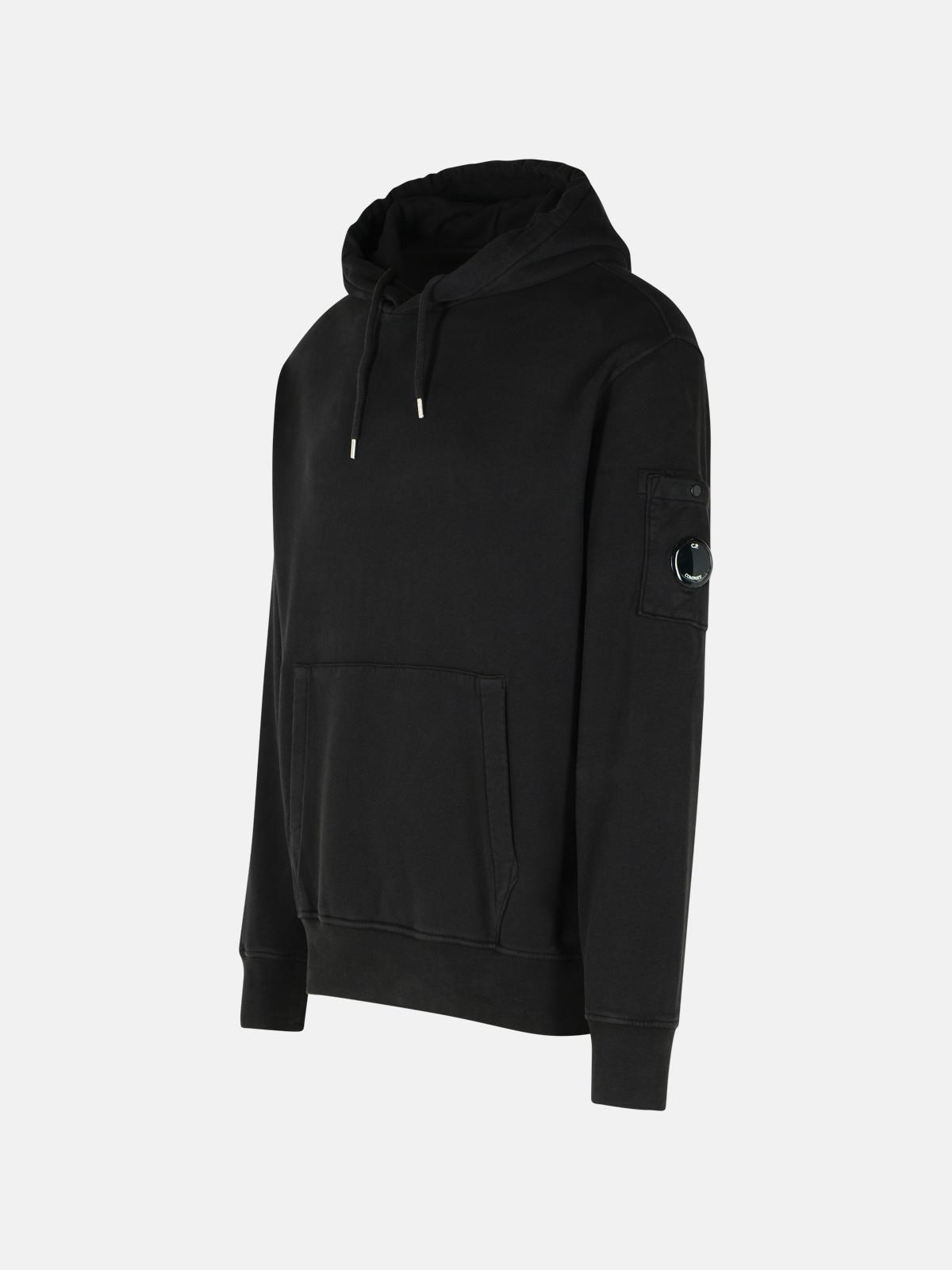 'BRUSHED' BLACK COTTON SWEATSHIRT - 2