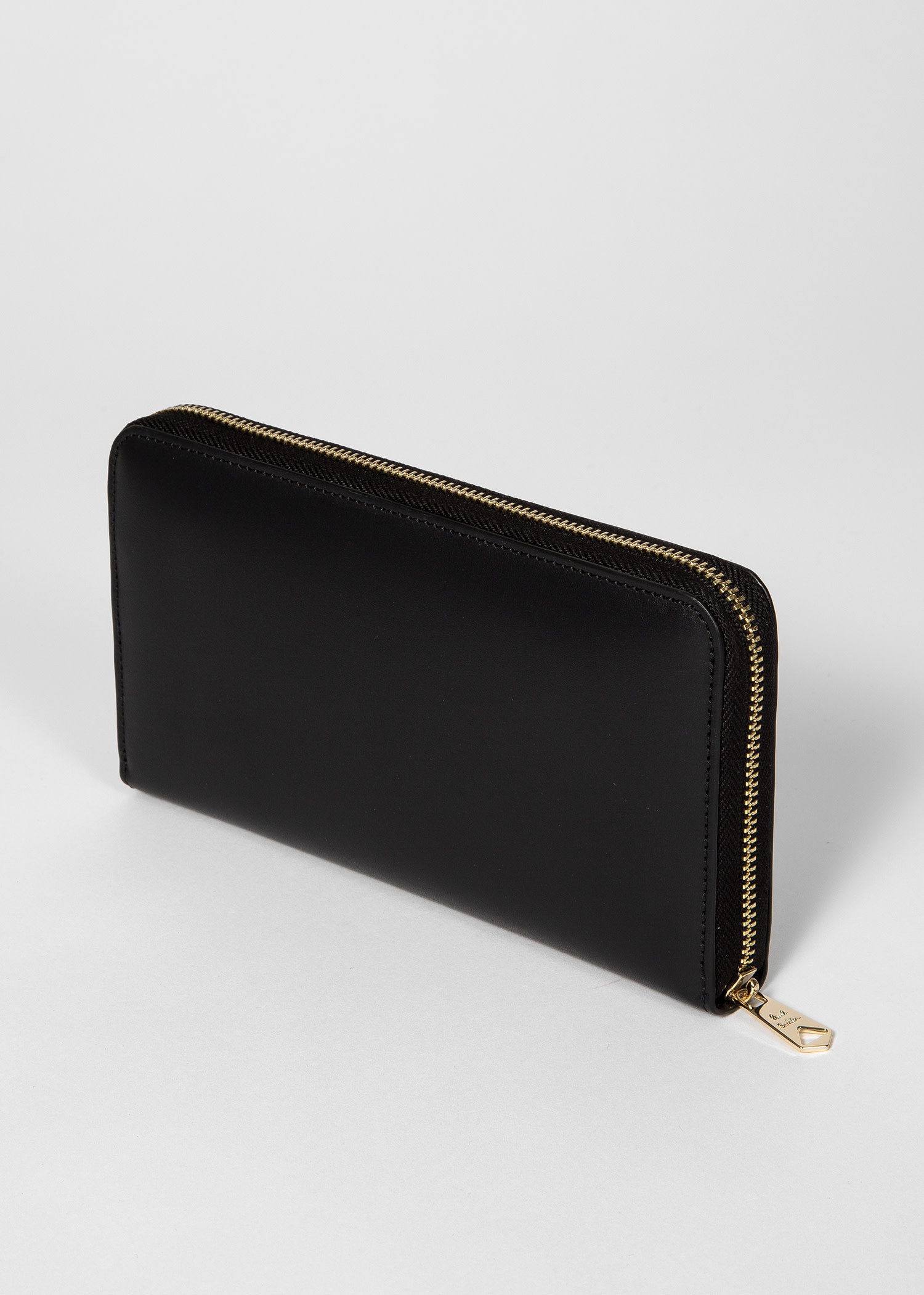 Large Black Leather 'Signature Stripe' Interior Zip-Around Wallet - 3
