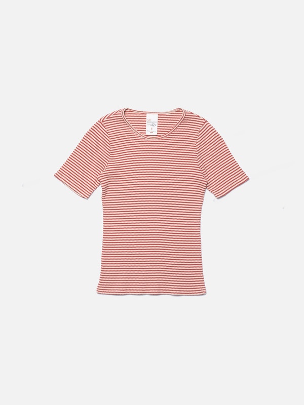 Jossan Striped Rib T-Shirt Offwhite/Red - 2