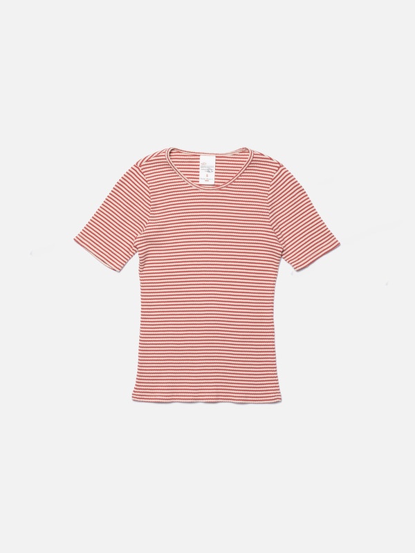 Jossan Striped Rib T-Shirt Offwhite/Red - 2
