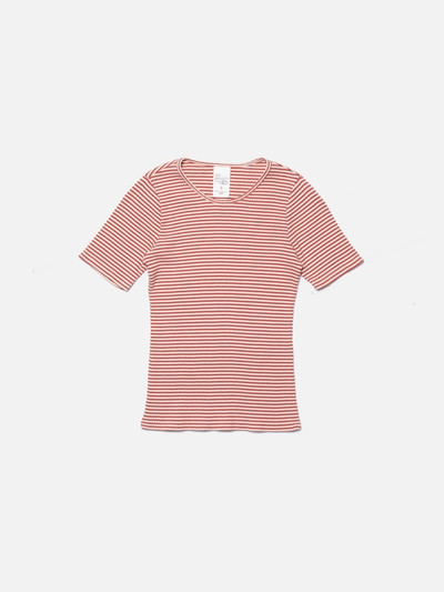 Nudie Jeans Jossan Striped Rib T-Shirt Offwhite/Red outlook