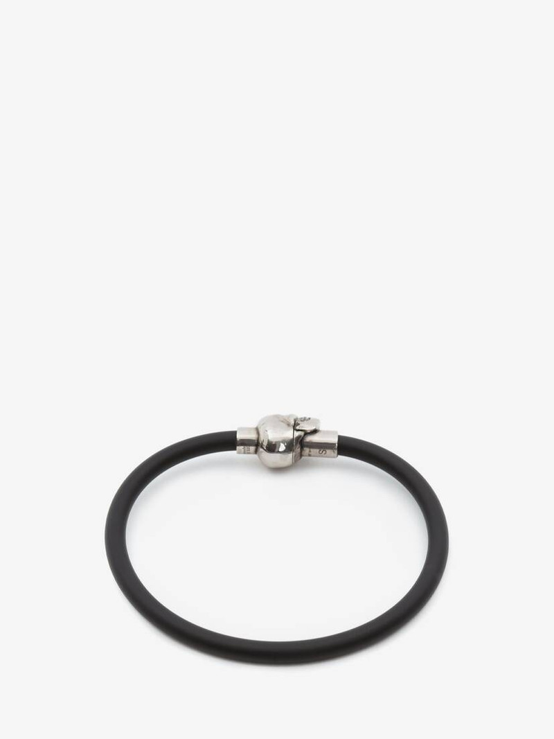 Rubber Cord Skull Bracelet in Black 3