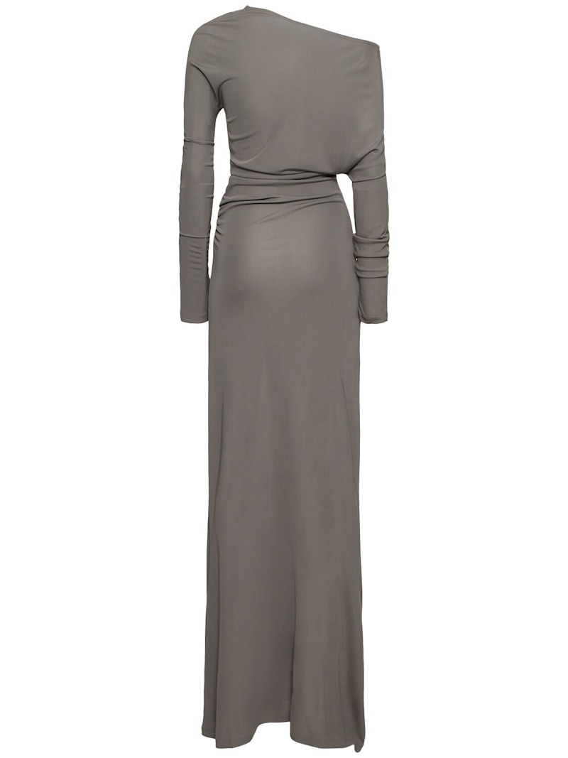 One-shoulder viscose jersey long dress - 2